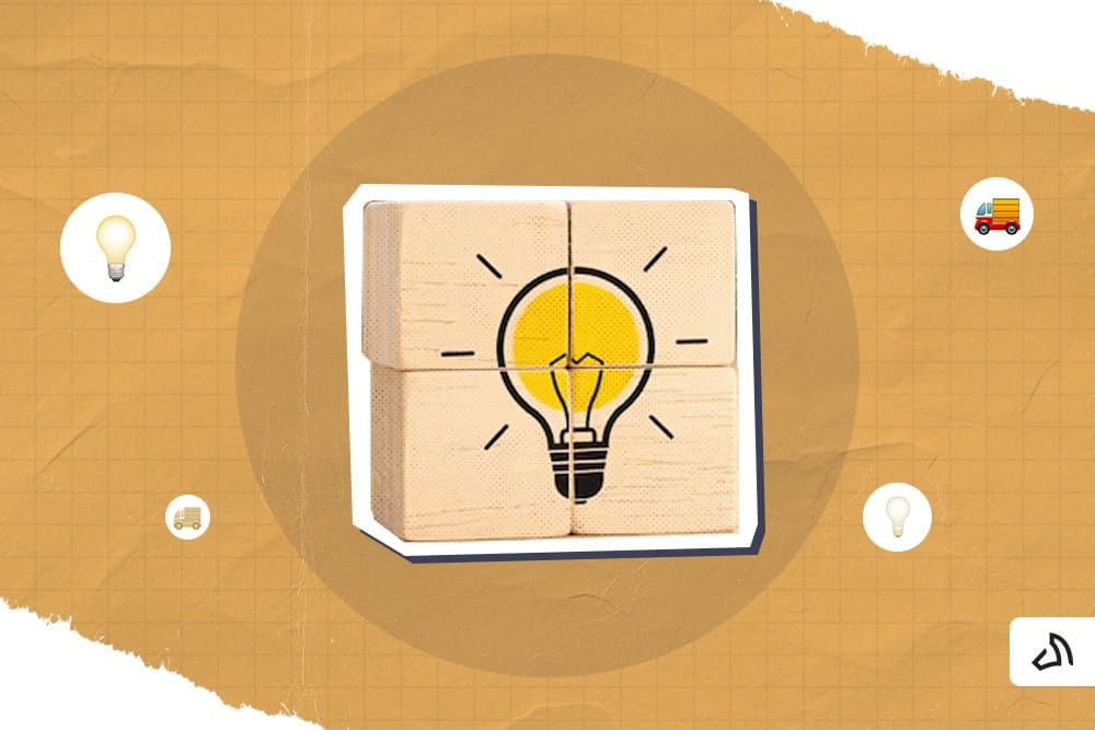 Four blocks forming a slightly bigger square forming a light bulb