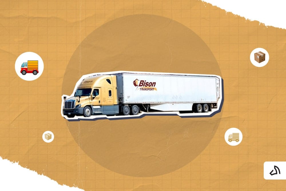 Bison Transport's yellow delivery truck