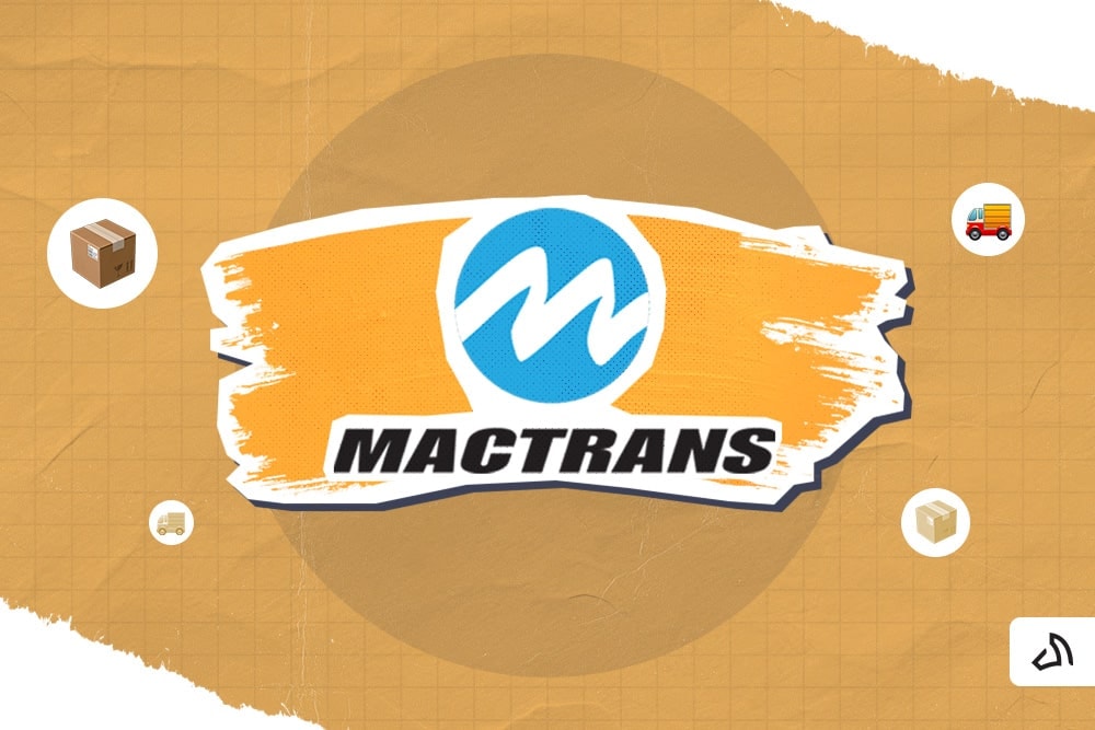 Mactrans Logistics with an orange paint stroke at the back