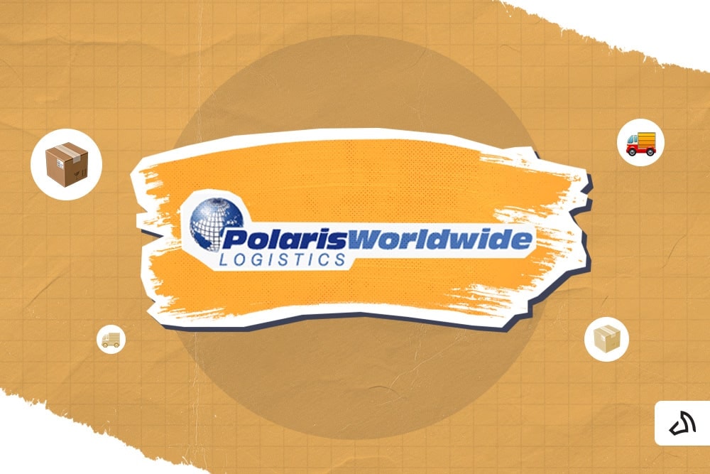 Polaris Worldwide Logistics with an orange paint stroke at the back