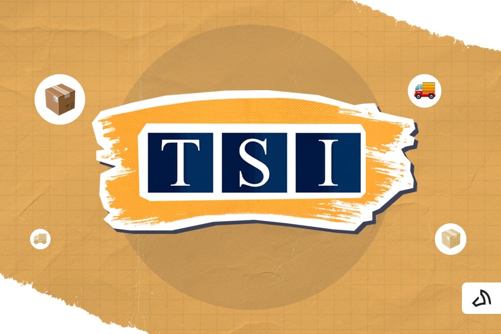 TSI logo with an orange pain stroke at the back