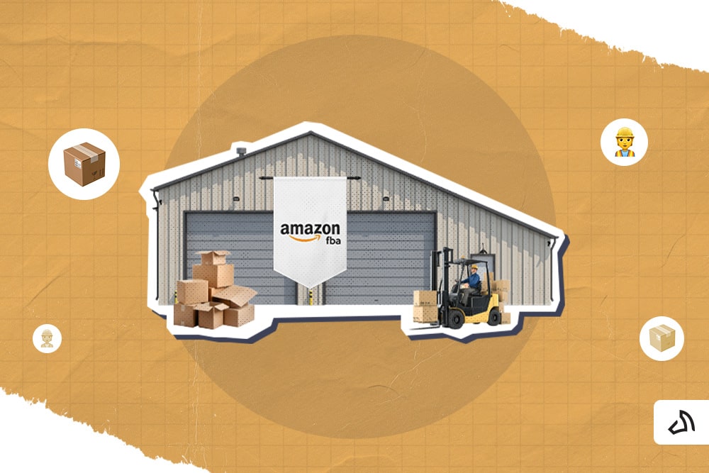 Amazon FBA banner placed at the entrance of the warehouse