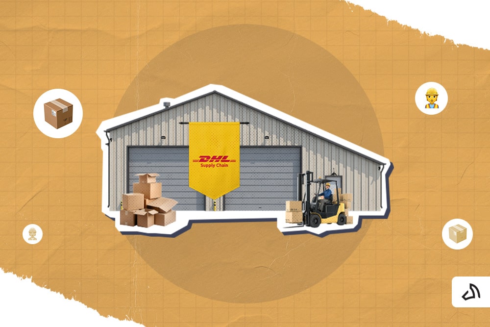 DHL banner placed at the entrance of the warehouse
