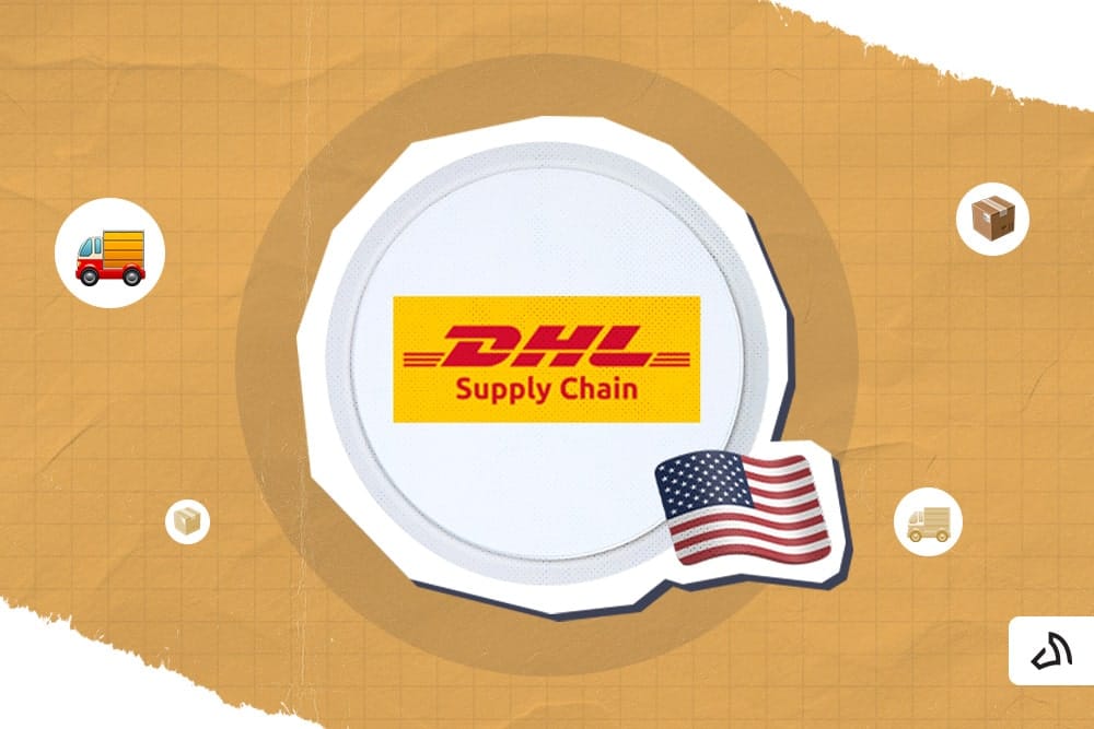 The DHL Supply Chain logo with the US flag on its lower right side.