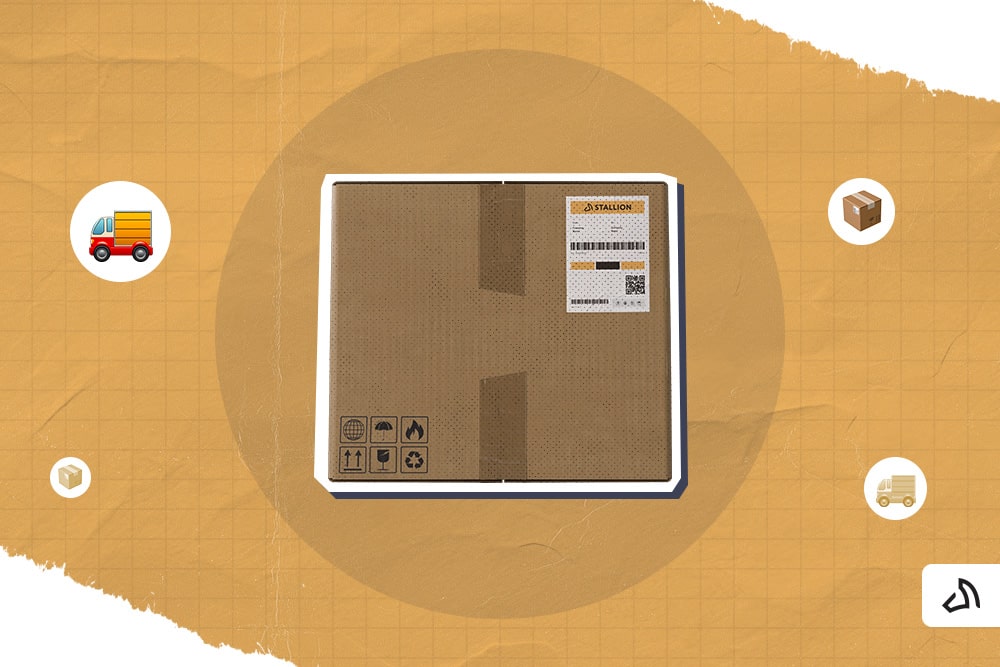 A shipping box with a Stallion shipping label