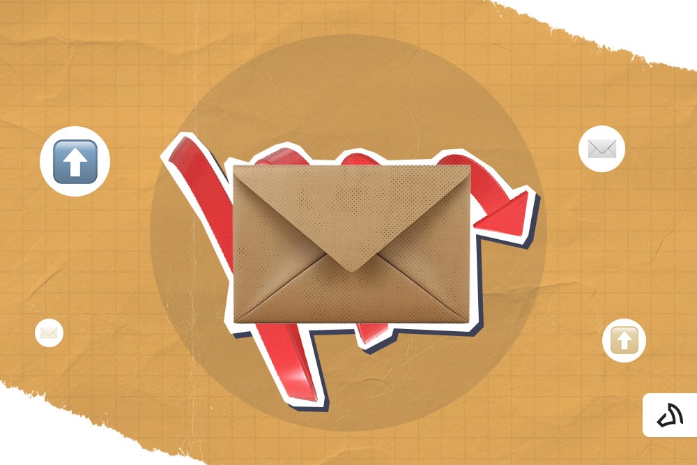 A small brown envelope covering a red marking