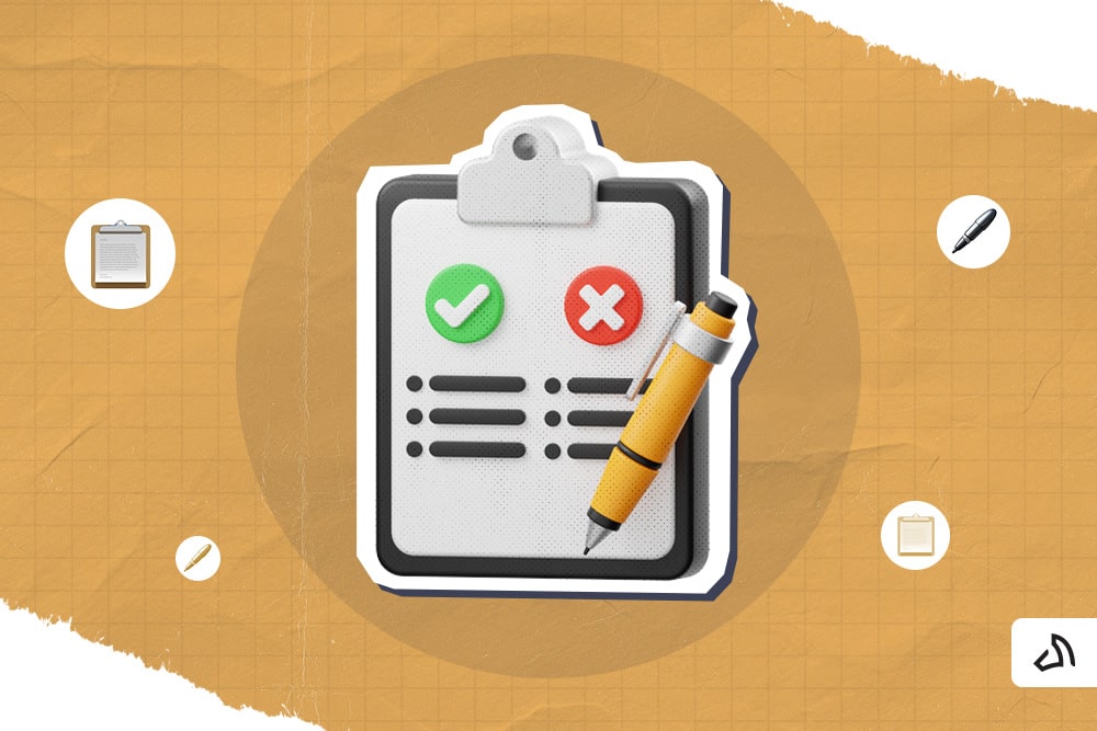 A checklist with a check on the left and X on the right