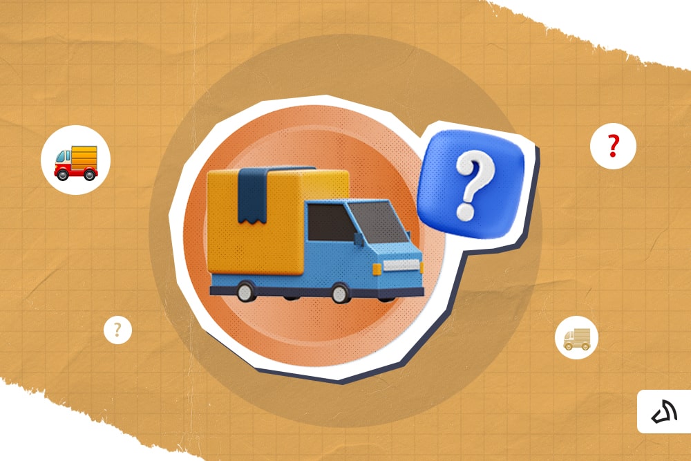 A delivery truck with a question mark