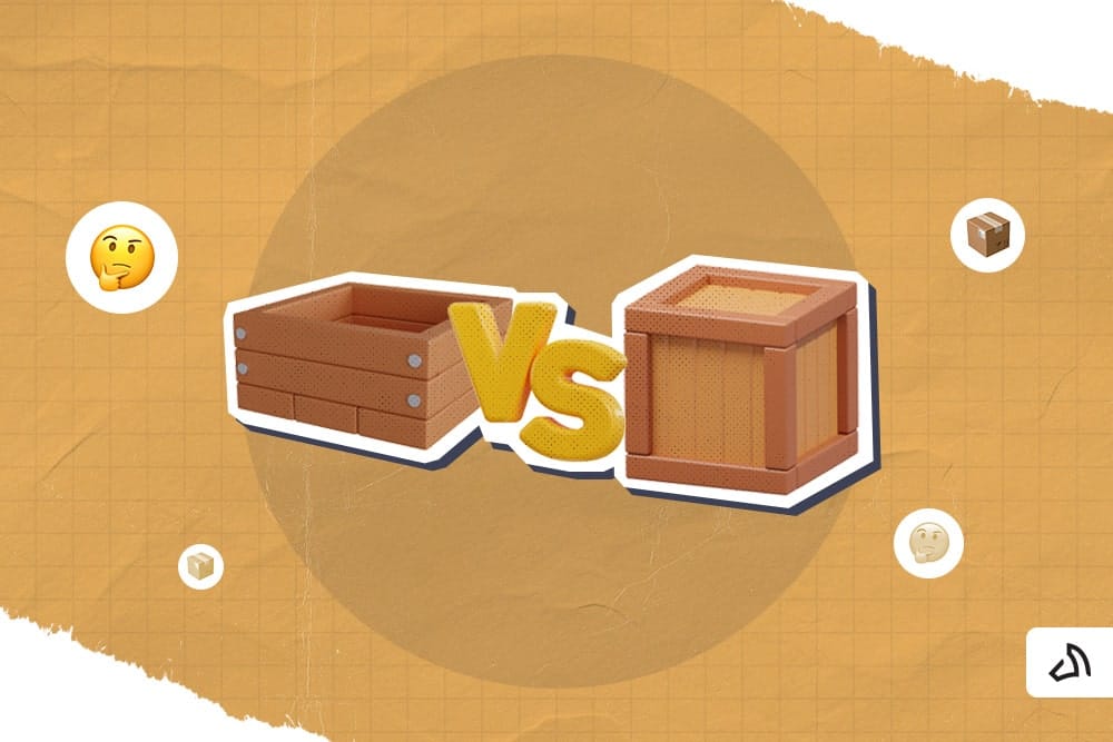 A frame crate vs a closed wooden crate